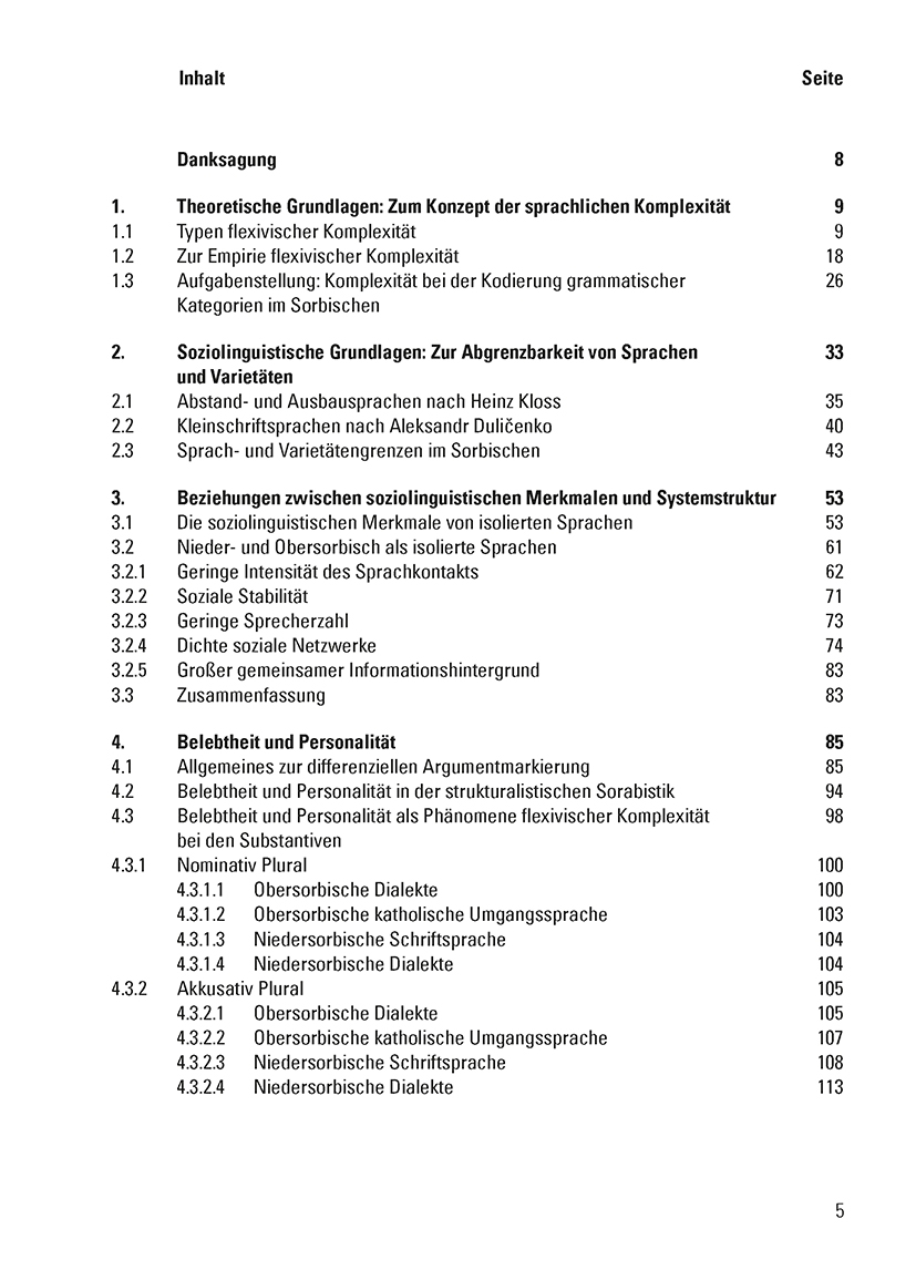 Komplexität und soziolinguistische Typologie in den Flexionssystemen des Sorbischen